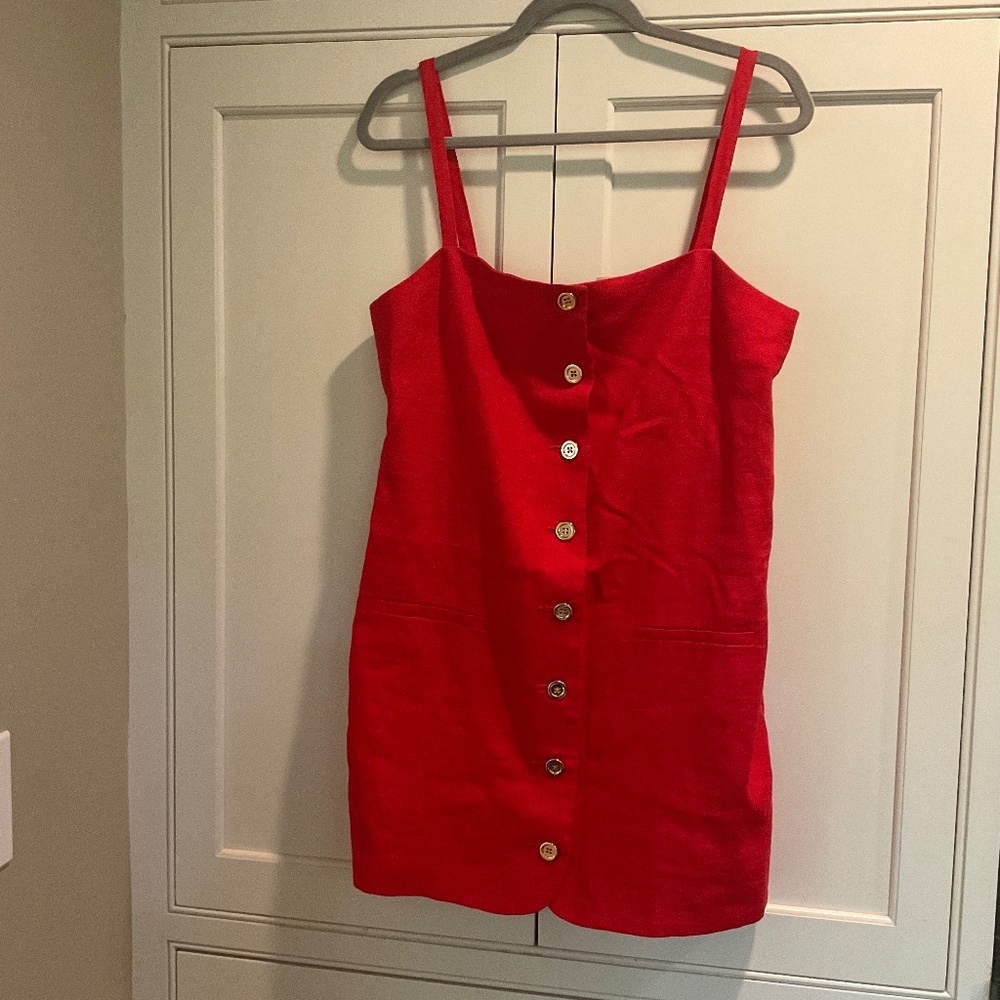 J. Crew Claudia Dress NWT Linen Red Size M